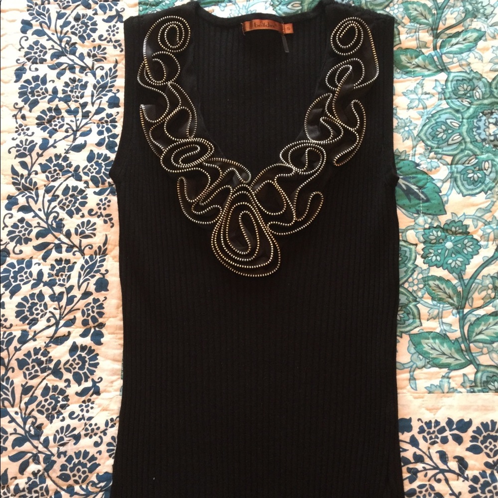 Belldini Size small zippered black ribbed tank top